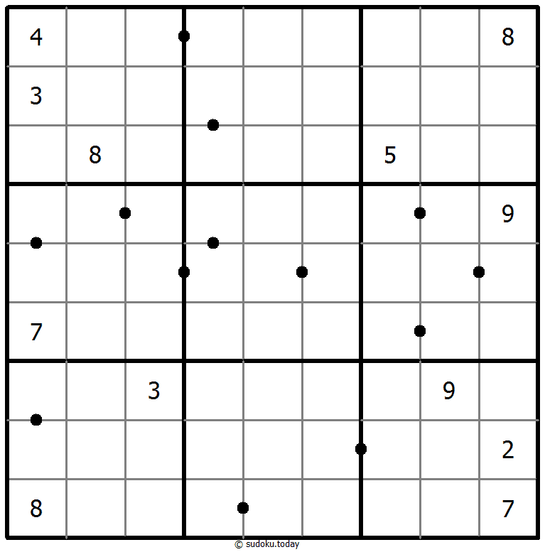 Mükemmel Kareler Sudoku bulmaca örneği