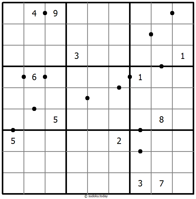 Mükemmel Kareler Sudoku bulmaca örneği