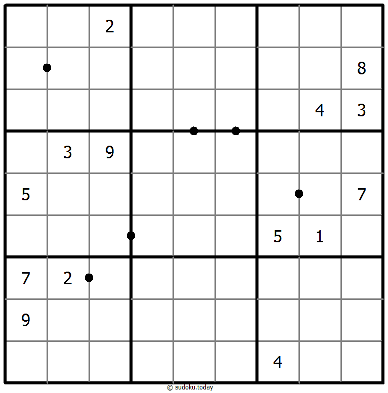 Mükemmel Kareler Sudoku bulmaca örneği