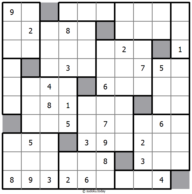 Sudoku 10 boîtes exemple de puzzle