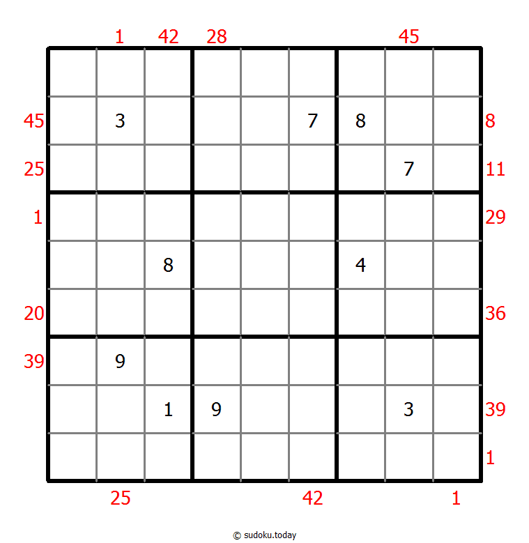 X Sums Sudoku 21 noviembre 2025
