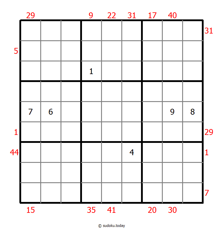 X Sums Sudoku 21 noviembre 2025