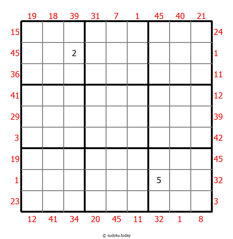 앞 X 숫자 합 수독 퍼즐 예시