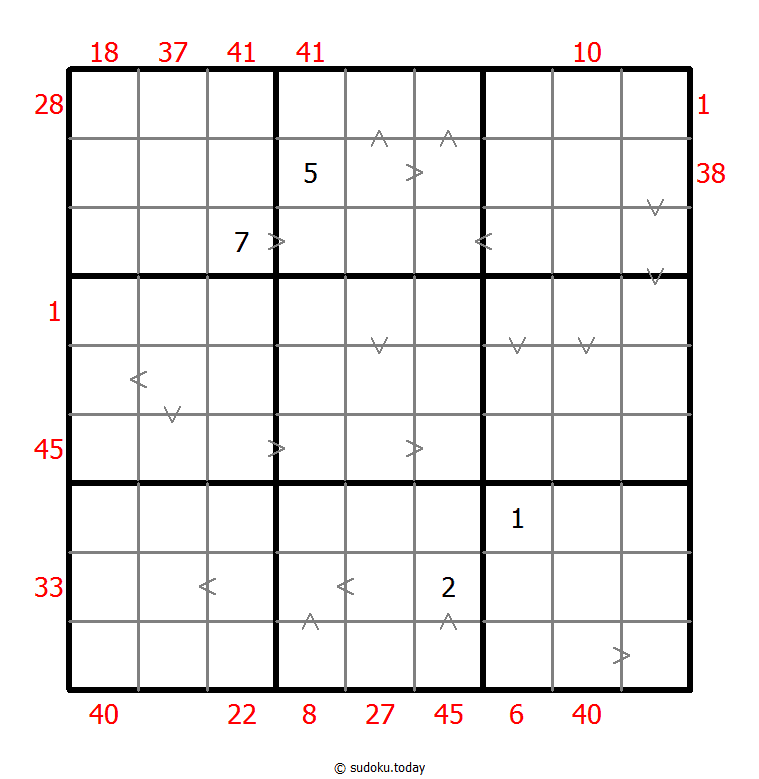 Hybrid Sudoku ( X Sums + Greater Than ) 19-October-2020