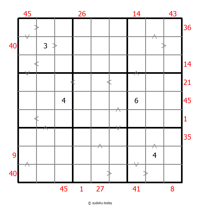 Hybrid Sudoku ( X Sums + Greater Than ) 12-September-2020