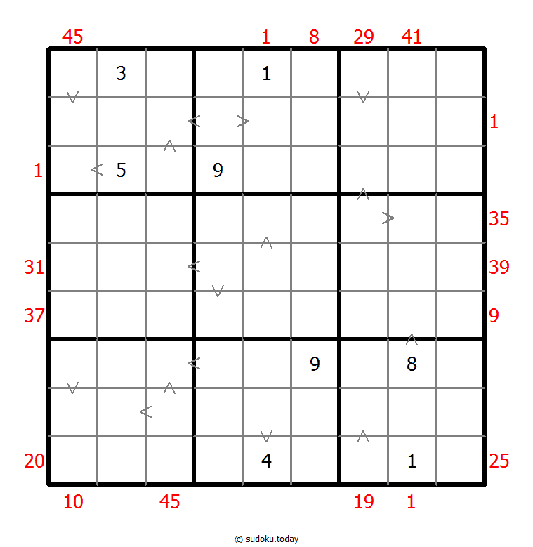 Sudoku Ibrido (XSum + Maggiore di)