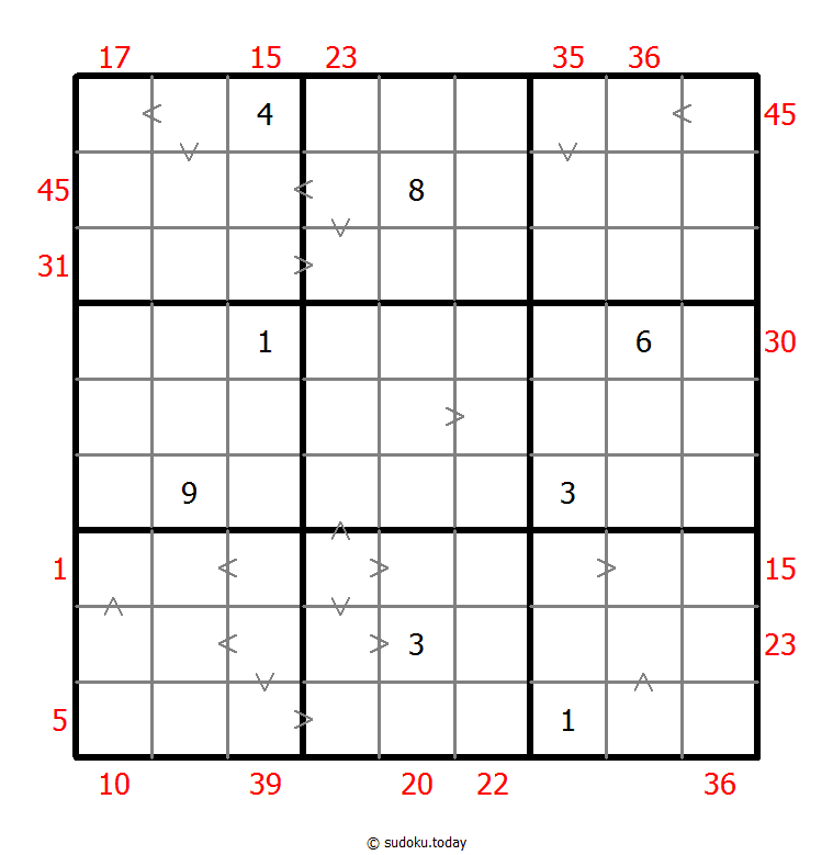 Hybrid Sudoku ( X Sums + Greater Than ) 2-September-2020