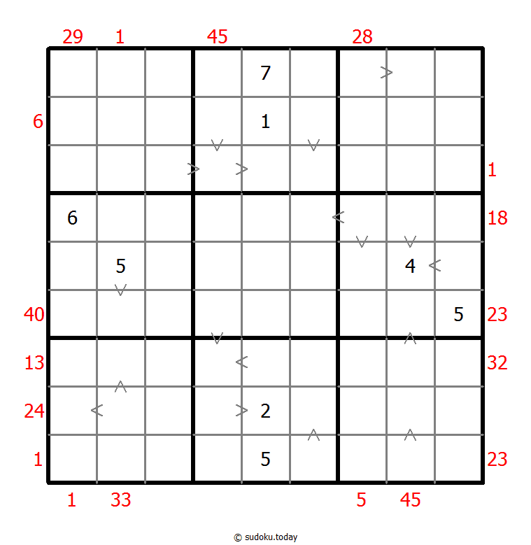 Sudoku Campuran (Jumlah X + Perbandingan)