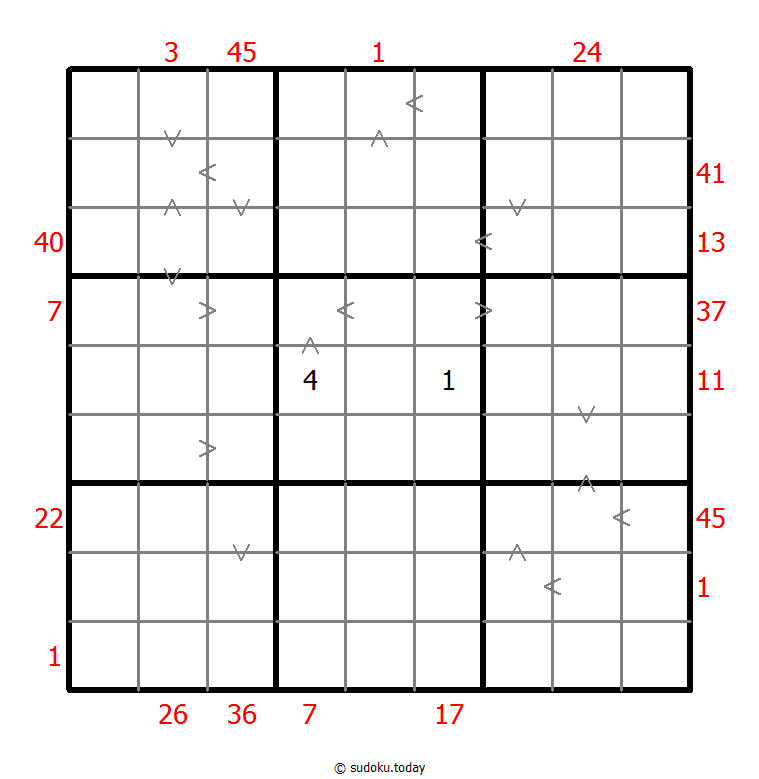 Hybrid Sudoku ( X Sums + Greater Than )
