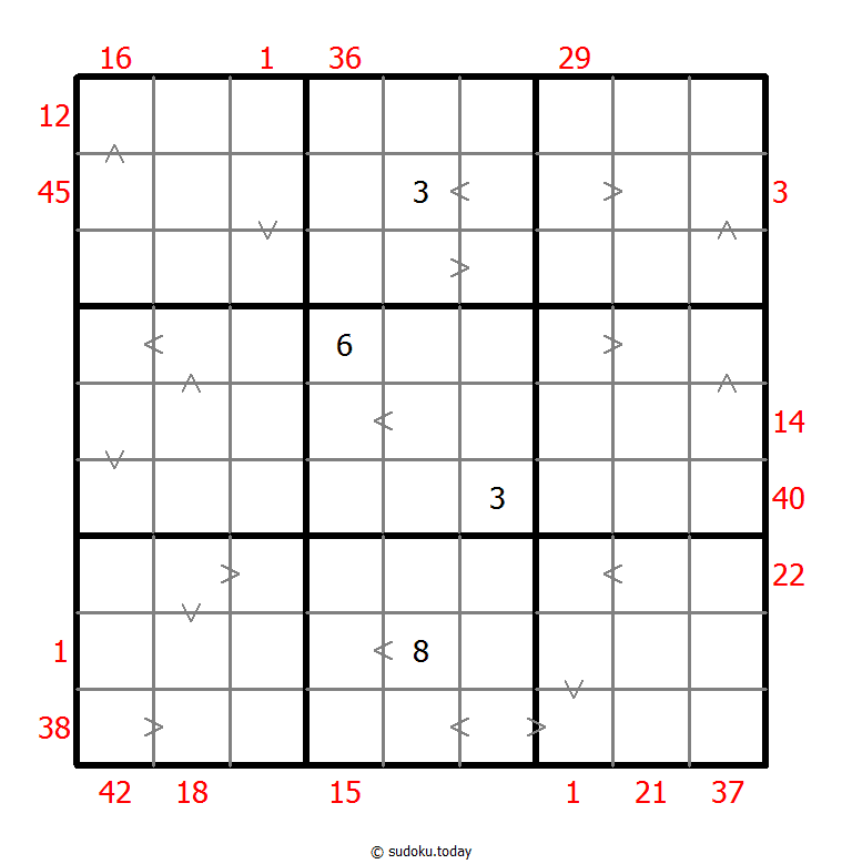 Hybrid Sudoku ( X Sums + Greater Than ) 15-October-2020