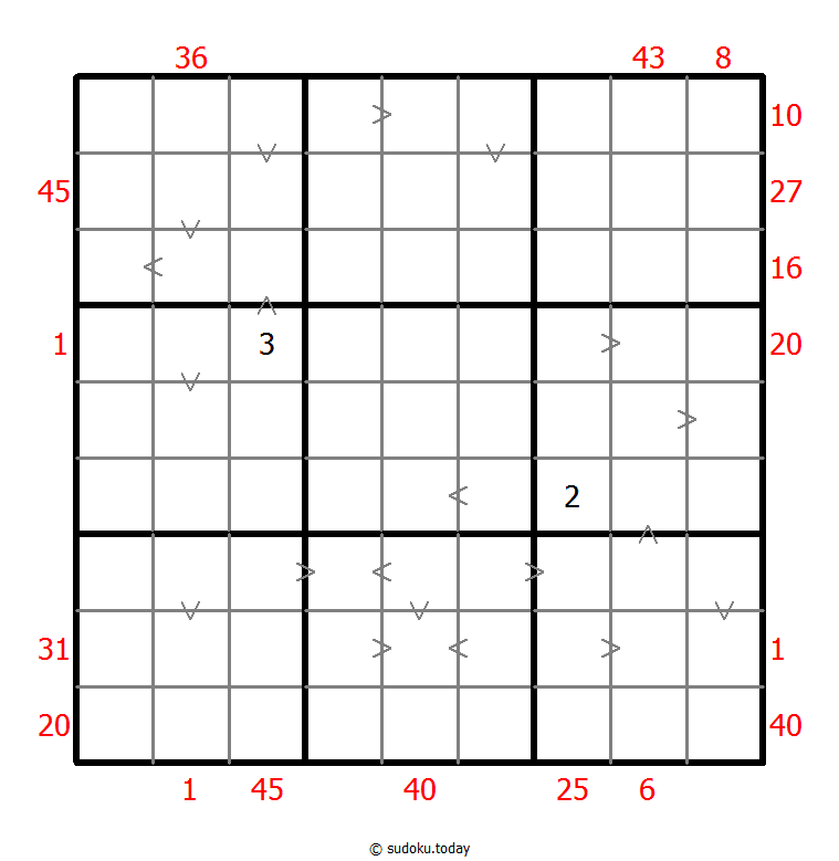 Hybrid Sudoku ( X Sums + Greater Than )