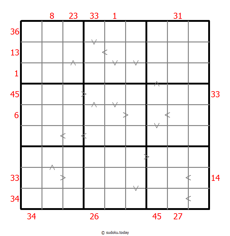 Hybrid Sudoku ( X Sums + Greater Than )