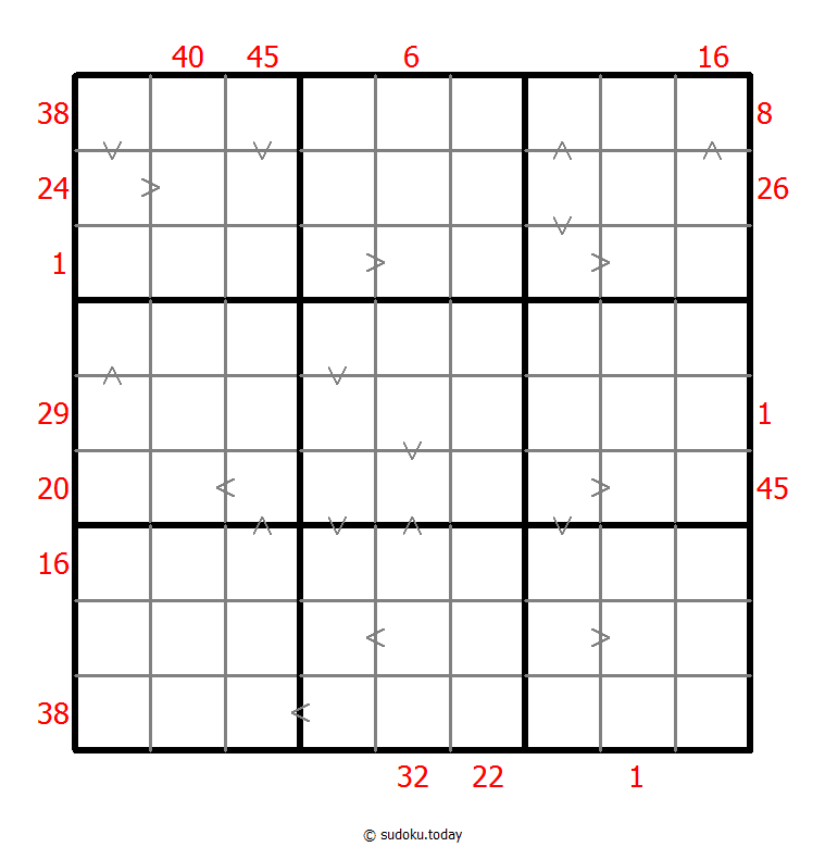 Hybrid Sudoku ( X Sums + Greater Than )