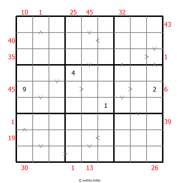 Hybrid Sudoku ( X Sums + Greater Than ) 22-October-2020
