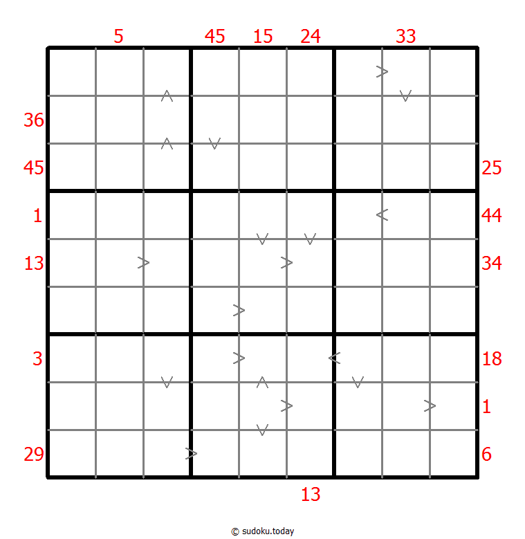 Hybrid Sudoku ( X Sums + Greater Than ) 21-October-2020
