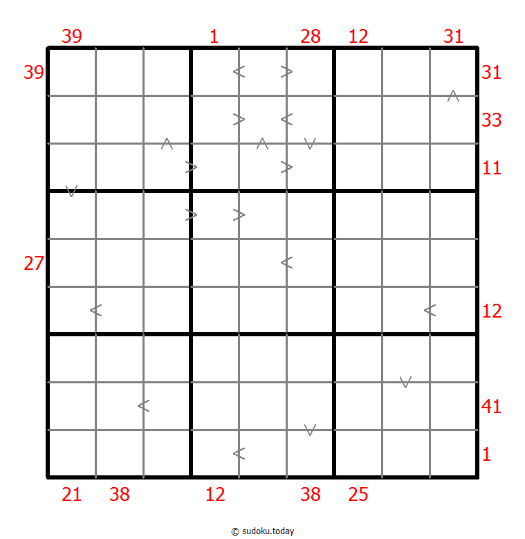 Hybrid Sudoku ( X Sums + Greater Than )