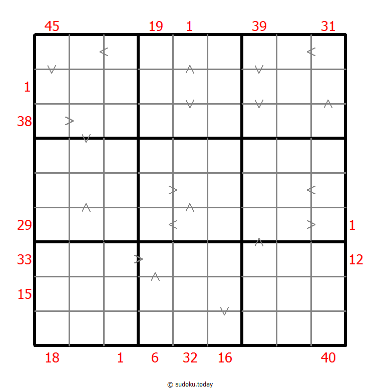 Hybrid Sudoku ( X Sums + Greater Than ) 30-August-2020