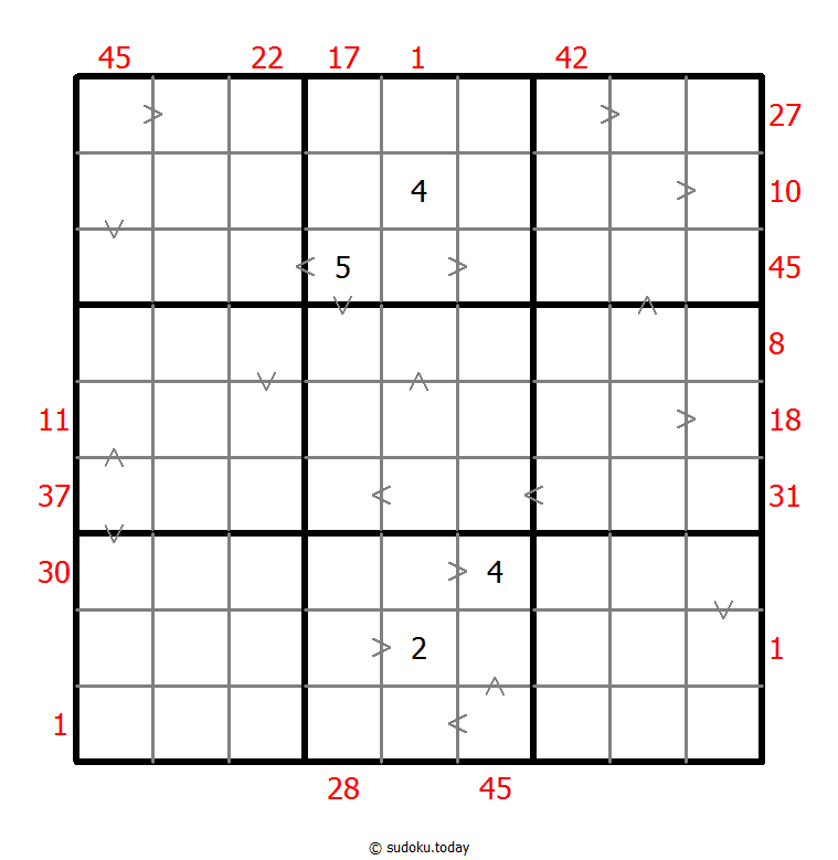 Hybrid Sudoku ( X Sums + Greater Than ) 30 November 2025