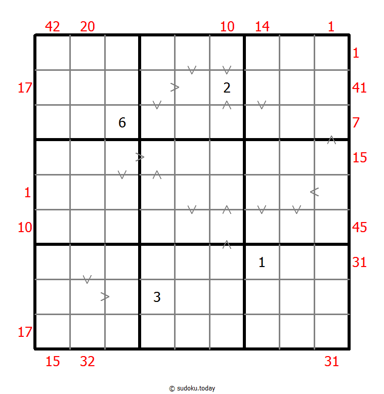 Hybrid Sudoku ( X Sums + Greater Than ) 10 November 2025