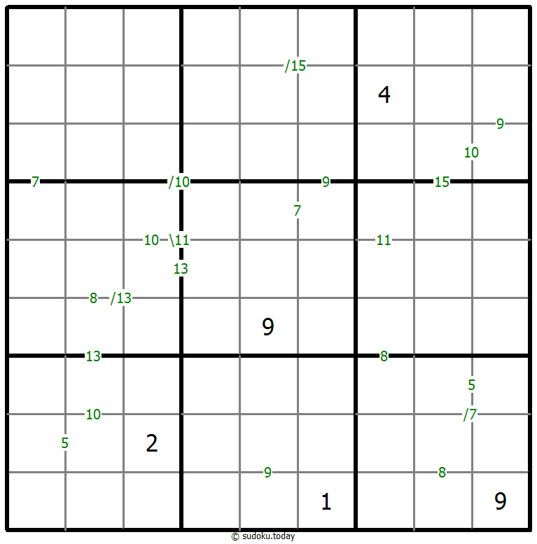 Sudoku da Soma exemplo de puzzle