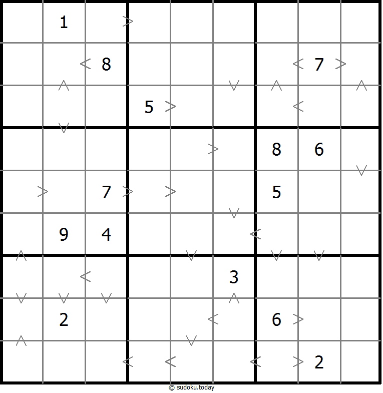 Greater Than Sudoku 8-July-2023