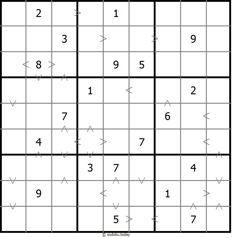 Greater Than Sudoku 22-August-2021