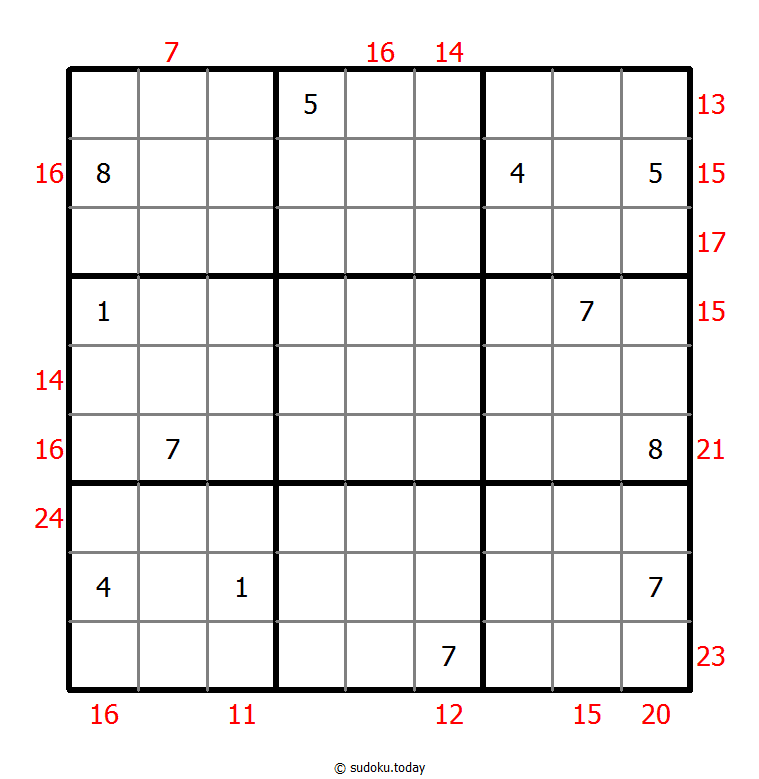Sudoku Soma da Linha de Fronteira Dia 27 de Outubro de 2025