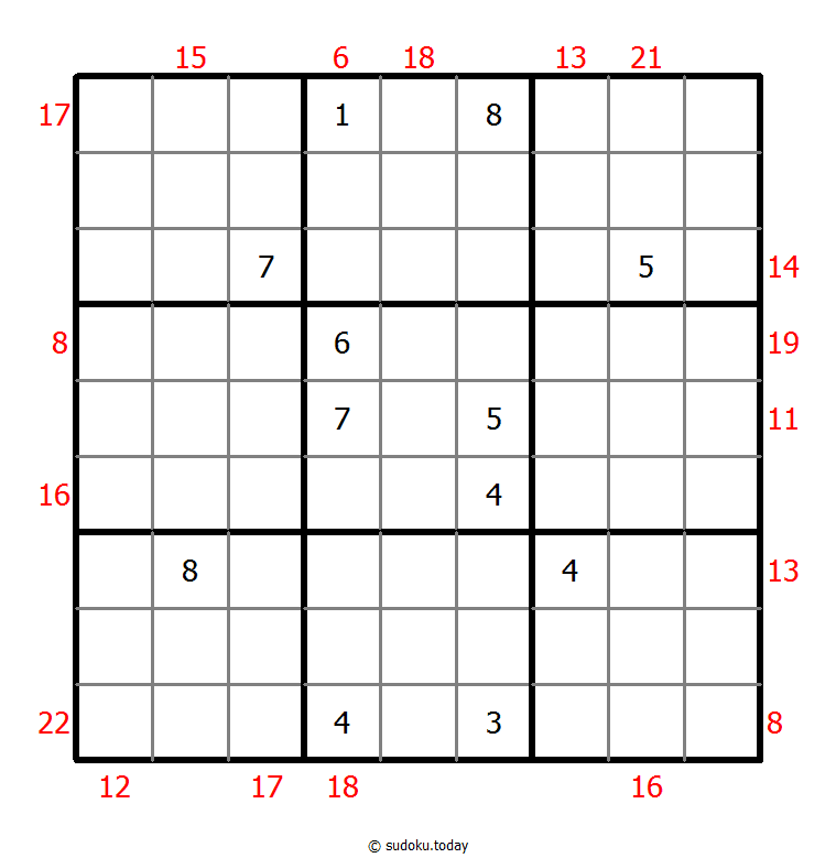 Sudoku Soma da Linha de Fronteira