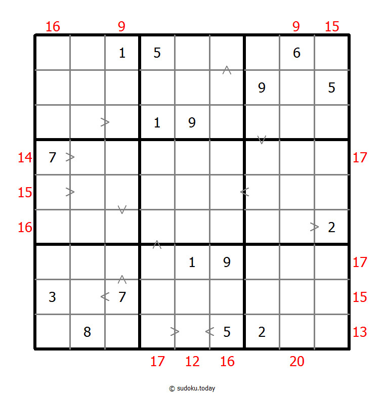 Hybrid Sudoku ( Greater Than + Sum Frame ) 6-August-2020