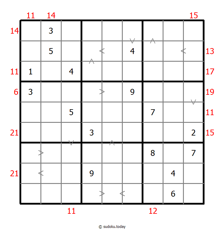 Hybrid Sudoku ( Greater Than + Sum Frame )