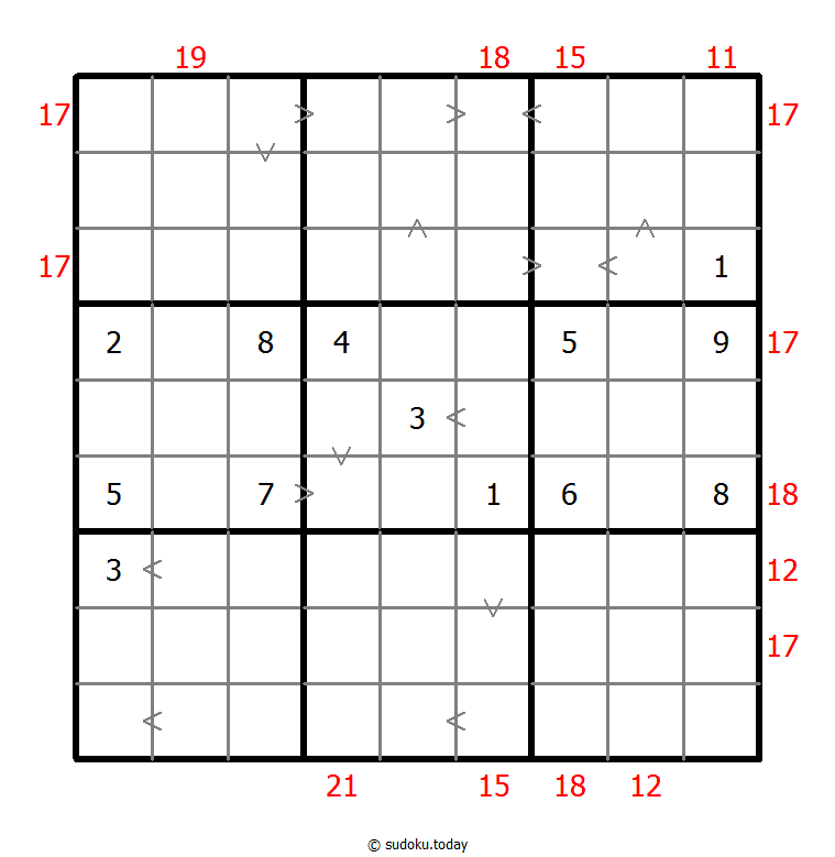 Hybrid Sudoku ( Greater Than + Sum Frame )