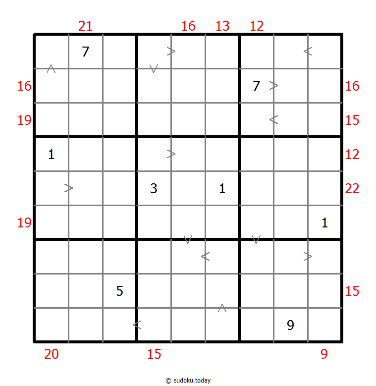 Hybrid Sudoku ( Greater Than + Sum Frame ) 25-October-2020