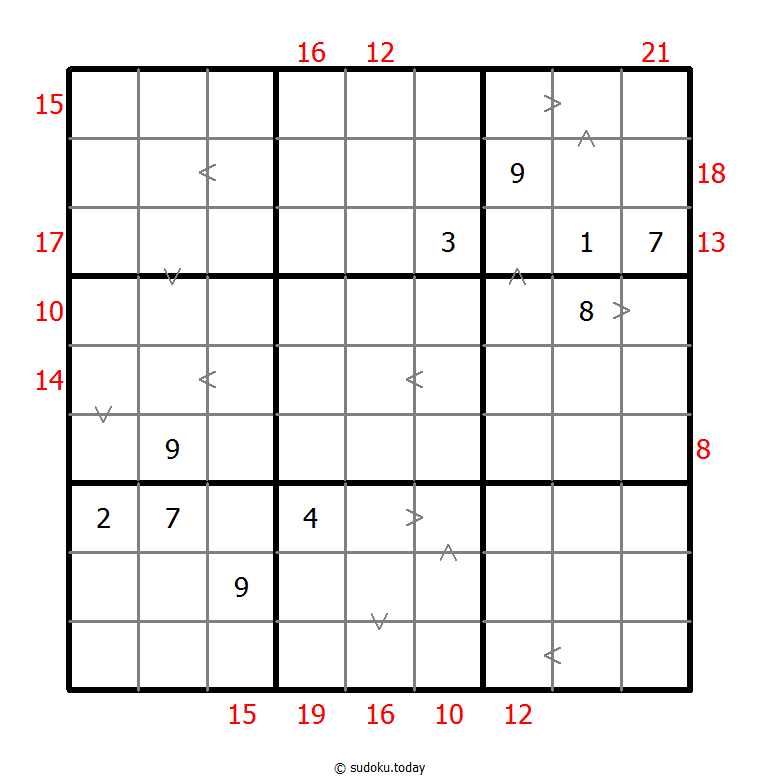 Hybrid Sudoku ( Greater Than + Sum Frame ) 6-July-2020